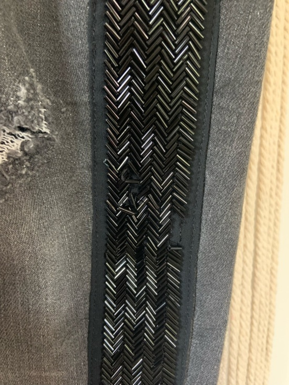 FREE PEOPLE Summer Solstice Tuxedo Distressed Washed Black Beaded Jeans 29 - Picture 9 of 15